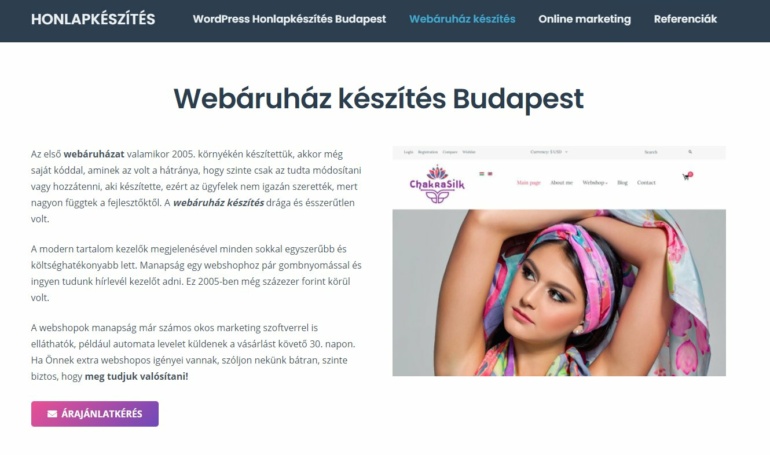 Népszerű webshop készítése