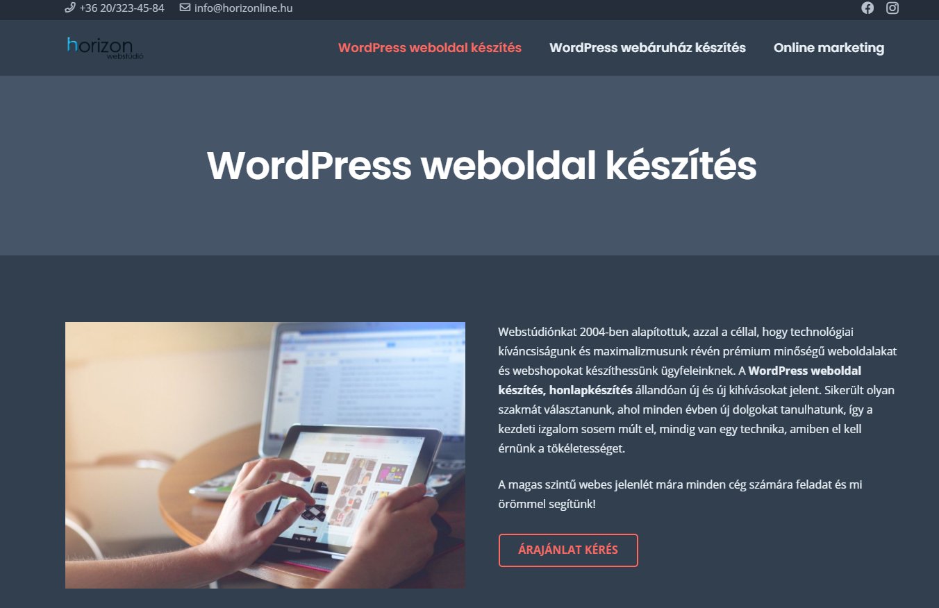 WordPress honlapkészítés